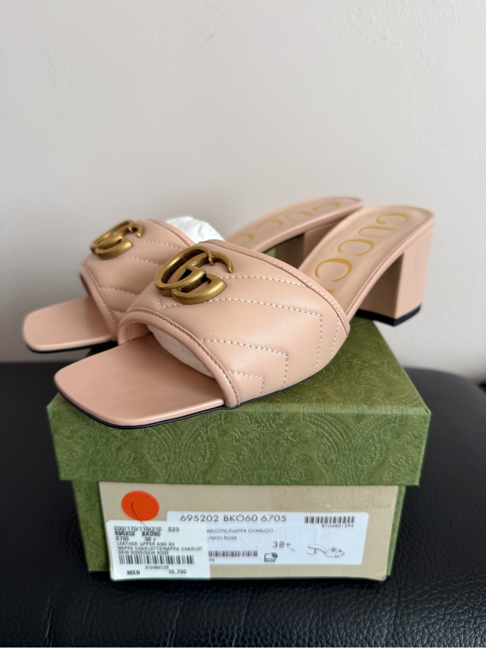 Gucci Chevron Matelasse Double GG Slide Sandal Size 38.5 EU / 8.5 US